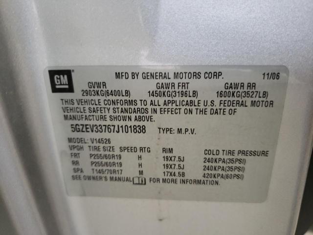 Photo 10 from auction – 2007 SATURN OUTLOOK SP with VIN 5GZEV33767J101838