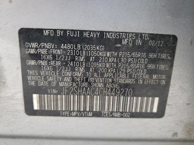 Photo 10 from auction – 2012 SUBARU FORESTER 2 with VIN JF2SHAAC4CH449270