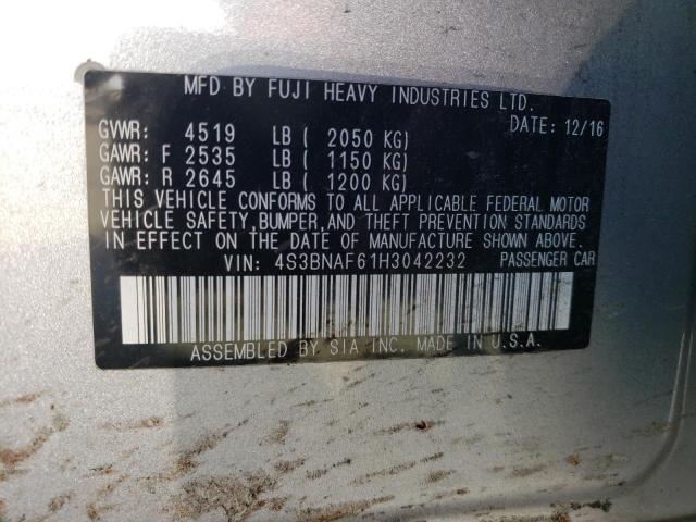 Photo 10 from auction – 2017 SUBARU LEGACY 2.5 with VIN 4S3BNAF61H3042232