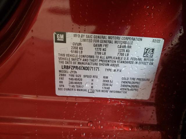 Photo 10 from auction – 2022 BUICK ENVISION E with VIN LRBFZPR4XND071171