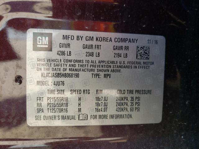 Photo 10 from auction – 2017 BUICK ENCORE PRE with VIN KL4CJASB5HB068190