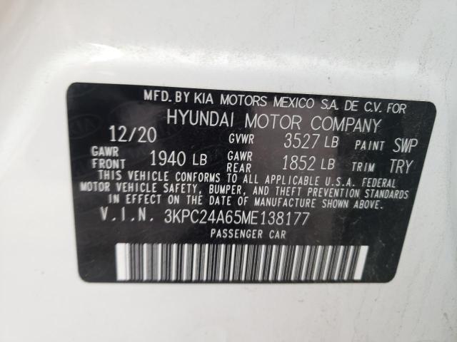 Photo 10 from auction – 2021 HYUNDAI ACCENT SE with VIN 3KPC24A65ME138177