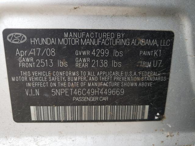 Photo 10 from auction – 2009 HYUNDAI SONATA GLS with VIN 5NPET46C49H449669