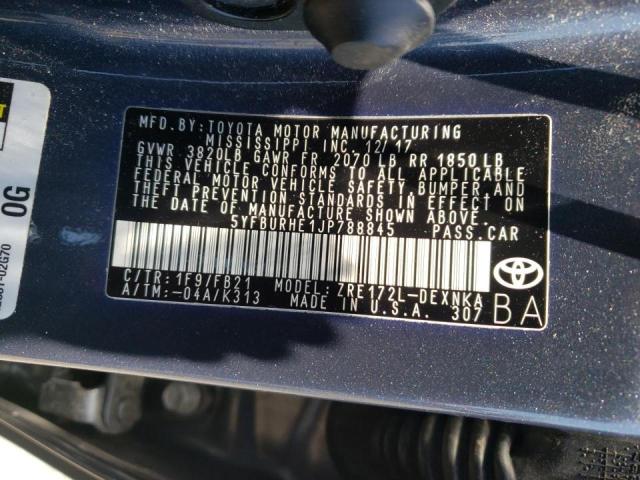 Photo 10 from auction – 2018 TOYOTA COROLLA L with VIN 5YFBURHE1JP788845
