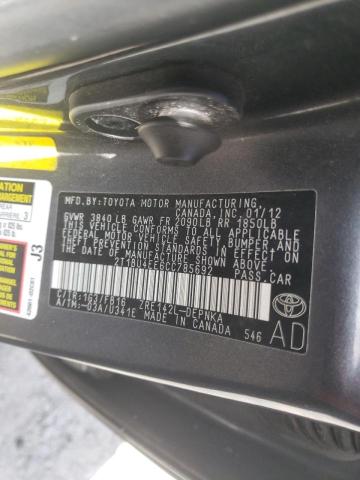 Photo 10 from auction – 2012 TOYOTA COROLLA BA with VIN 2T1BU4EE6CC785692