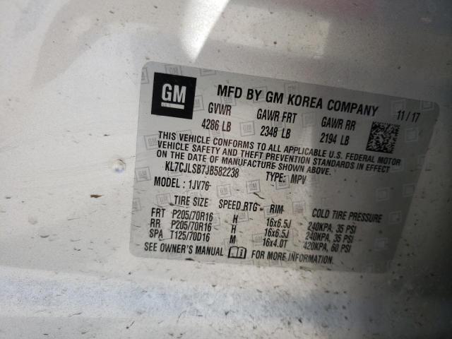 Photo 10 from auction – 2018 CHEVROLET TRAX 1LT with VIN KL7CJLSB7JB582238