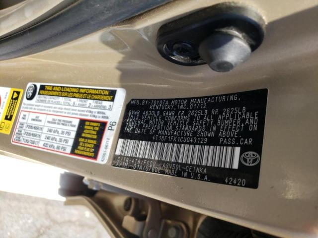 Zdjęcie 10 z aukcji – 2012 TOYOTA CAMRY BASE z VIN 4T1BF1FK1CU043129