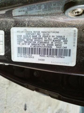 Photo 10 from auction – 2002 TOYOTA CAMRY with VIN 4T1BE32K42U553686