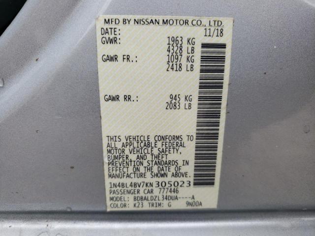 Photo 10 from auction – 2019 NISSAN ALTIMA S with VIN 1N4BL4BV7KN305023