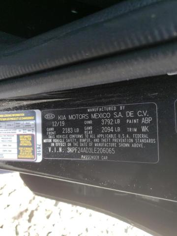 Photo 10 from auction – 2020 KIA FORTE FE with VIN 3KPF24AD3LE206065