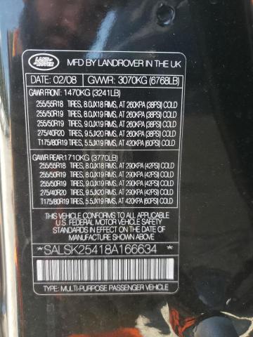 Photo 10 from auction – 2008 LAND ROVER RANGE ROVE with VIN SALSK25418A166634