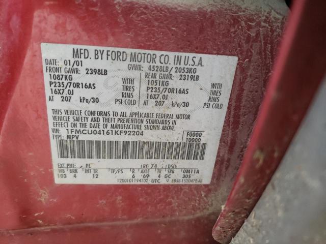Photo 10 from auction – 2001 FORD ESCAPE XLT with VIN 1FMCU04161KF92204