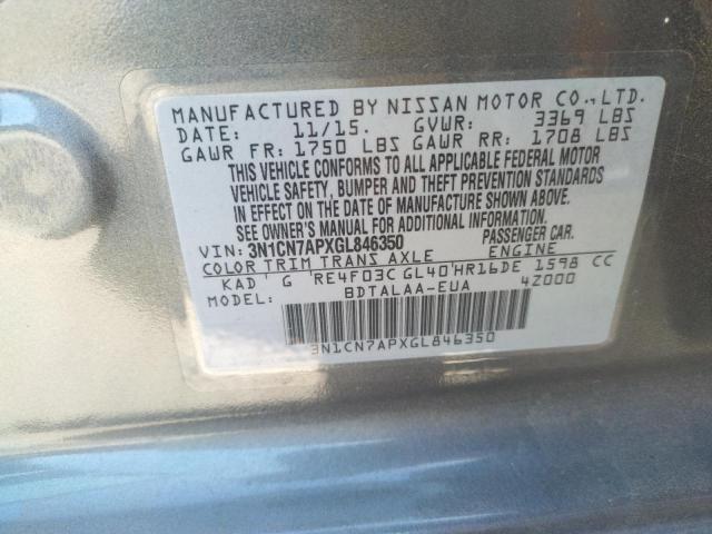 Photo 10 from auction – 2016 NISSAN VERSA S with VIN 3N1CN7APXGL846350