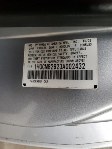 Photo 10 from auction – 2003 HONDA ACCORD EX with VIN 1HGCM82623A002432