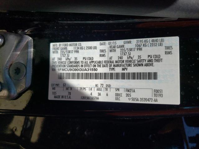 Photo 10 from auction – 2016 FORD ESCAPE SE with VIN 1FMCU9G90GUA31550