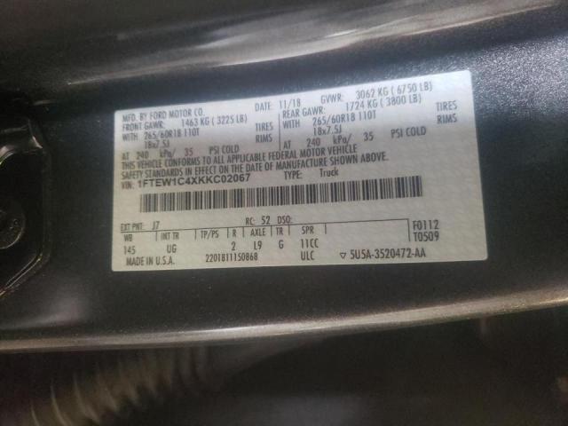 Photo 10 from auction – 2019 FORD F150 SUPER with VIN 1FTEW1C4XKKC02067