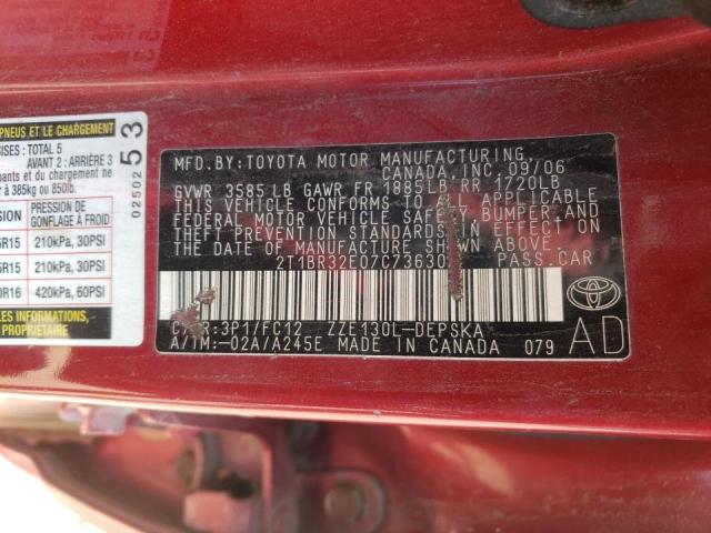 Photo 10 from auction – 2007 TOYOTA COROLLA CE with VIN 2T1BR32E07C736302
