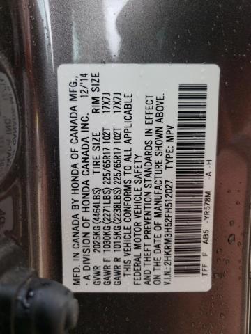 Photo 10 from auction – 2015 HONDA CR-V EX with VIN 2HKRM3H52FH512027