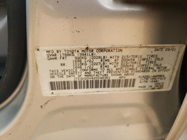 Photo 10 from auction – 2002 TOYOTA RAV4 with VIN JTEGH20V420046301