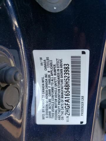 Photo 10 from auction – 2008 HONDA CIVIC LX with VIN 2HGFA16548H523983