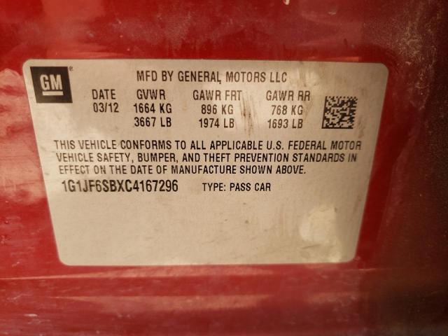 Photo 10 from auction – 2012 CHEVROLET SONIC LTZ with VIN 1G1JF6SBXC4167296