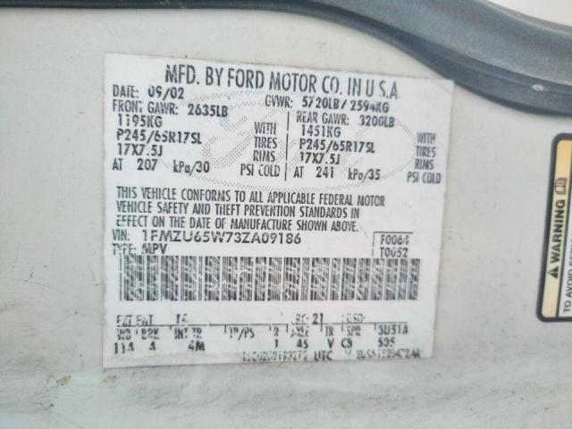 Photo 10 from auction – 2003 FORD EXPLORER L with VIN 1FMZU65W73ZA09186