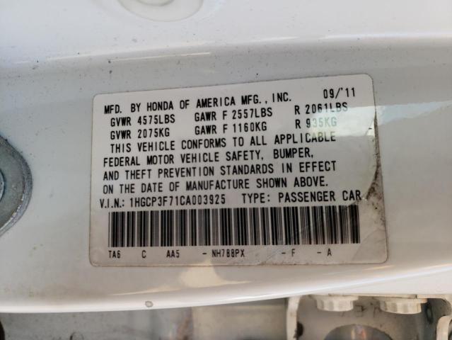 Photo 10 from auction – 2012 HONDA ACCORD EX with VIN 1HGCP3F71CA003925
