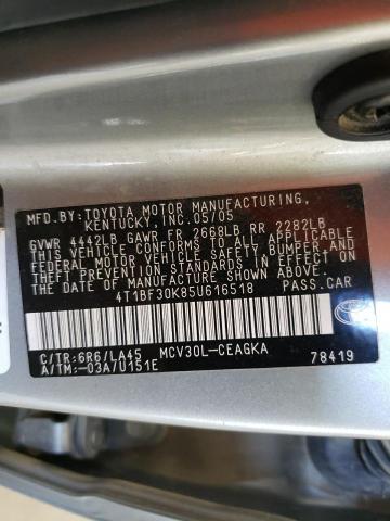 Photo 10 from auction – 2005 TOYOTA CAMRY LE with VIN 4T1BF30K85U616518