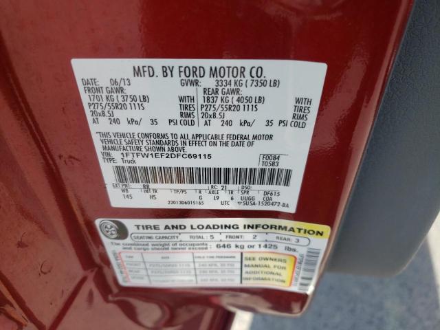 Photo 10 from auction – 2013 FORD F150 SUPER with VIN 1FTFW1EF2DFC69115