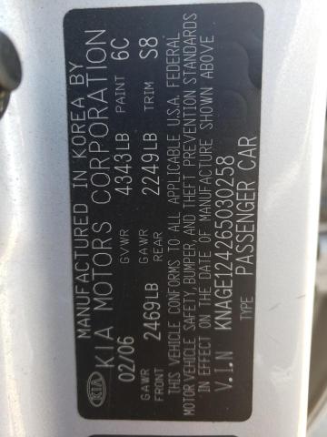 Photo 10 from auction – 2006 KIA OPTIMA with VIN KNAGE124265030258