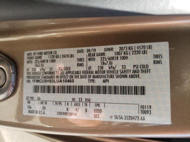 Photo 10 from auction – 2020 FORD ESCAPE SEL with VIN 1FMCU9H93LUA10460