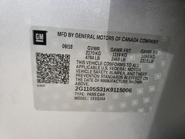 Photo 10 from auction – 2019 CHEVROLET IMPALA PRE with VIN 2G1105S31K9115006