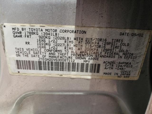Photo 10 from auction – 2003 TOYOTA RAV4 with VIN JTEGH20V630087112