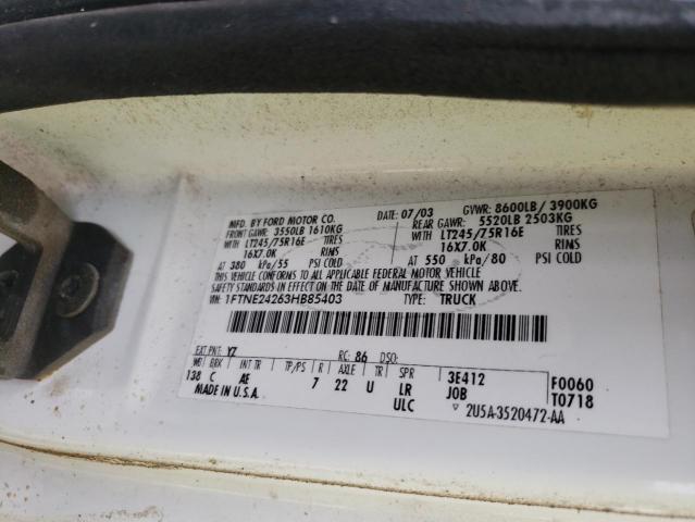 Photo 10 from auction – 2003 FORD ECONOLINE with VIN 1FTNE24263HB85403