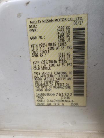 Photo 10 from auction – 2017 NISSAN FRONTIER S with VIN 1N6DD0ERXHN761322