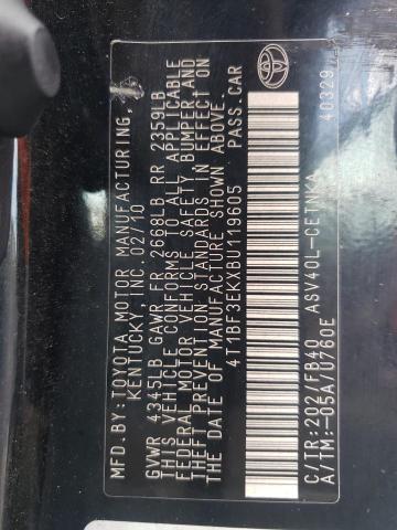 Photo 10 from auction – 2011 TOYOTA CAMRY BASE with VIN 4T1BF3EKXBU119605