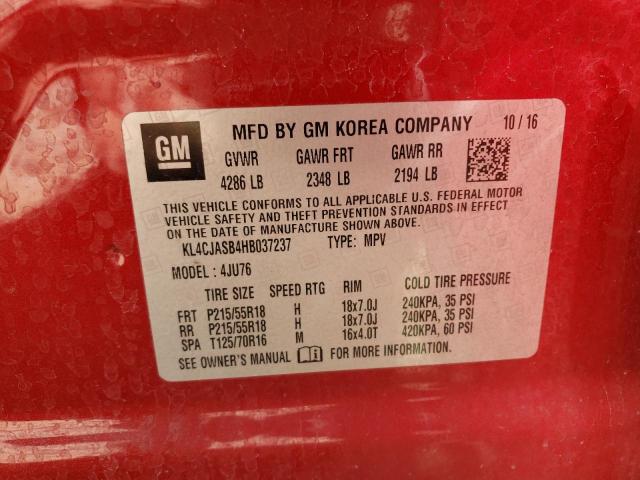 Photo 10 from auction – 2017 BUICK ENCORE PRE with VIN KL4CJASB4HB037237