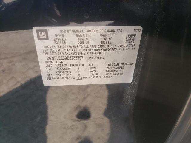 Photo 10 from auction – 2013 CHEVROLET EQUINOX LT with VIN 2GNFLEE39D6235597