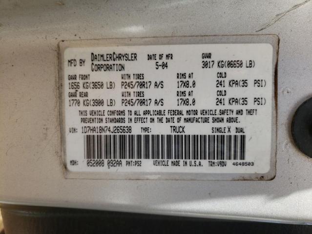 Photo 10 from auction – 2004 DODGE RAM 1500 S with VIN 1D7HA18N74J265638