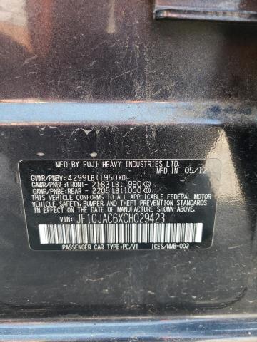 Photo 10 from auction – 2012 SUBARU IMPREZA PR with VIN JF1GJAC6XCH029423