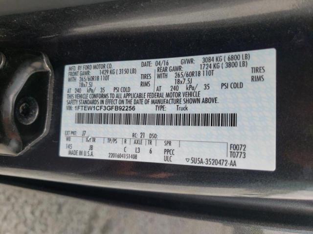 Photo 10 from auction – 2016 FORD F150 SUPER with VIN 1FTEW1CF3GFB92256