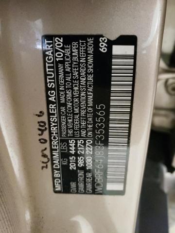 Photo 10 from auction – 2003 MERCEDES-BENZ C 320 with VIN WDBRF64J83F353565