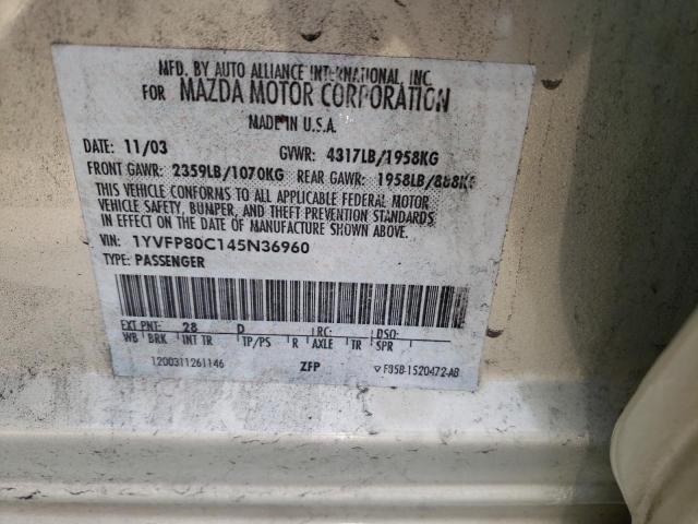 Photo 10 from auction – 2004 MAZDA 6 I with VIN 1YVFP80C145N36960