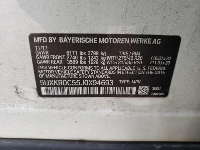 Photo 10 from auction – 2018 BMW X5 XDRIVE3 with VIN 5UXKR0C55J0X94693