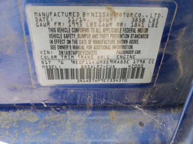 Photo 10 from auction – 2014 NISSAN SENTRA S with VIN 3N1AB7AP9EY334370