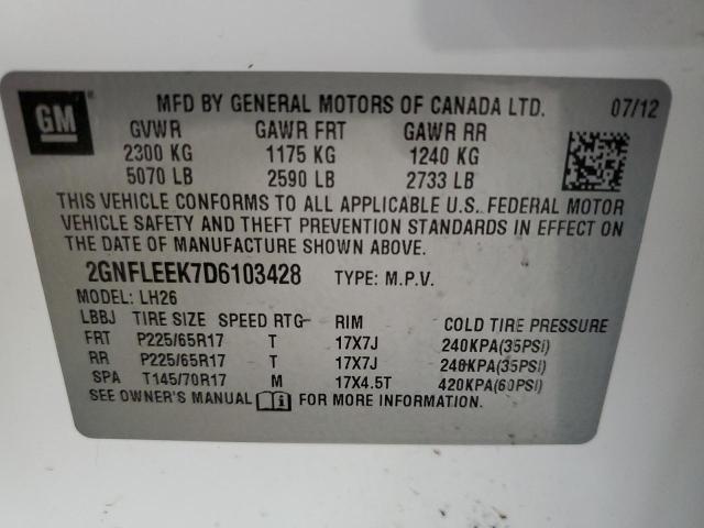 Photo 10 from auction – 2013 CHEVROLET EQUINOX LT with VIN 2GNFLEEK7D6103428