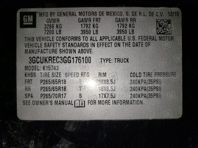 Photo 10 from auction – 2016 CHEVROLET SILVERADO with VIN 3GCUKREC3GG176100