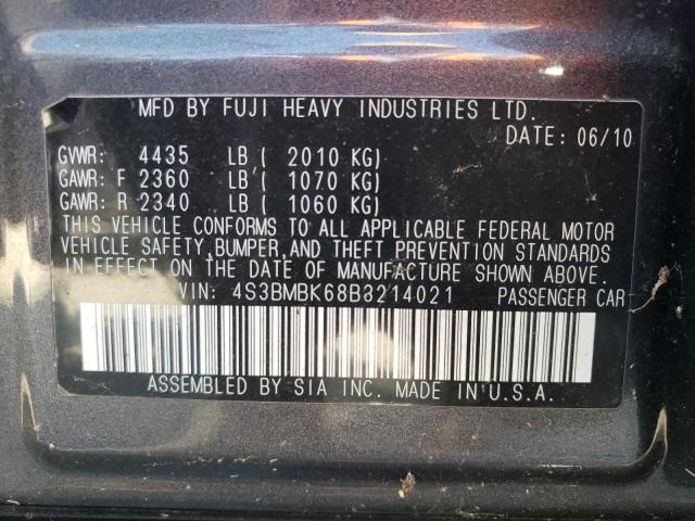 Photo 10 from auction – 2011 SUBARU LEGACY 2.5 with VIN 4S3BMBK68B3214021