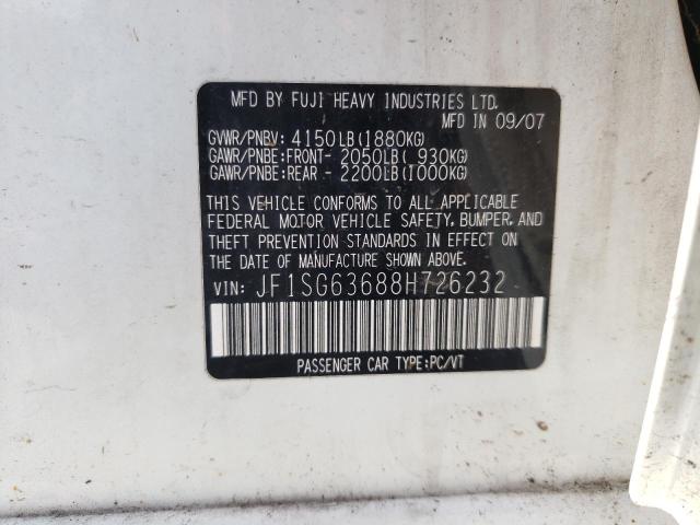 Photo 10 from auction – 2008 SUBARU FORESTER 2 with VIN JF1SG63688H726232