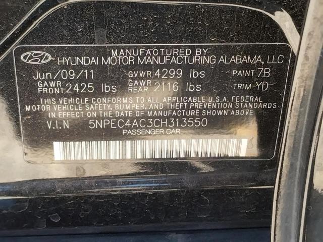 Photo 10 from auction – 2012 HYUNDAI SONATA SE with VIN 5NPEC4AC3CH313550